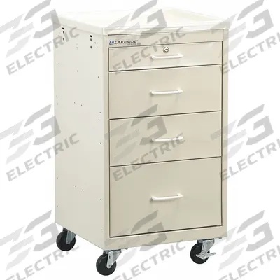 LAKESIDE Bedside & Nurse Server Cart: Steel, (2) Swivel/(2) Swivel with Brake, Beige - Bedside & Nurse Server Carts