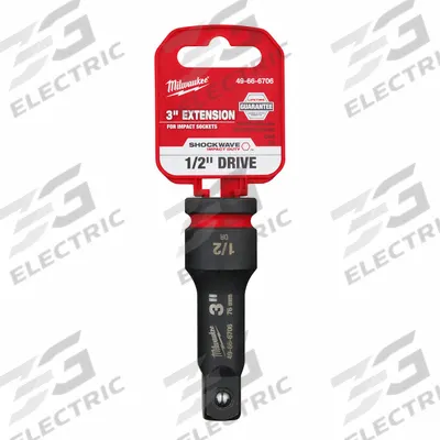 MILWAUKEE Impact Extension: 1/2 in Input Drive Size, 1/2 in Output Drive Size, 3 in Overall Lg - 1/2" Drive Impact Socket Extensions