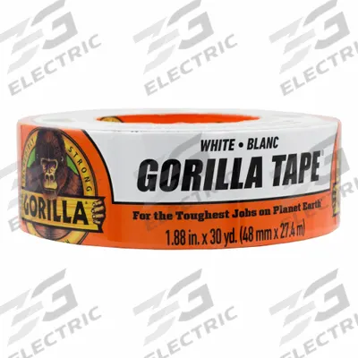 GORILLA Duct Tape: Heavy Duty, White, 1 7/8 in Wd, 30 yd Lg, 16.75 mil Thick, Rubber - General Purpose Duct Tape