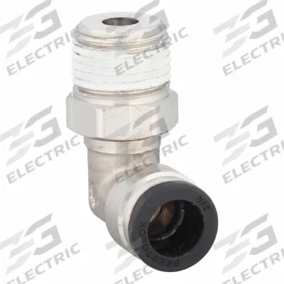 PARKER Push-Fit Elbow Fitting: 3/8 in OD x 3/8 in Pipe Size, Push-to-Connect x MNPTF - Nickel-Plated Brass Tube Fittings