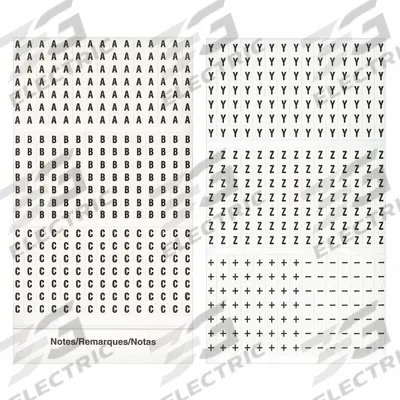 3M Wire Marker Book: A to Z/– (Minus)/+ (Plus), Black on White, 426 Labels - Preprinted Wire Marking Label Sheets