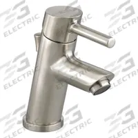 AMERICAN STANDARD Straight Spout Bathroom Faucet: Serin, Cast Brass, Brushed Nickel Finish, Straight (MPN 2064131.295). Key specifications — Includes: Adjustable Hot Limit Safety Stop; Speed Connect(R) Drain Reduces Amount of Parts, Installs Quicker & Needs No Adjustments After Install; Flexible Supply Hoses; Brand: AMERICAN STANDARD; Series: Serin.