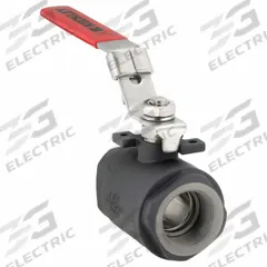 KECKLEY Manual Two-Way Ball Valve: 1 1/4 in, Carbon Steel, Straight, FNPT x FNPT, One-Piece (MPN BVS2THFCSRGSL-125). Key specifications — Brand: KECKLEY; Handle: Locking Lever.