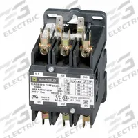 SQUARE D Definite Purpose Magnetic Contactor: 3 Poles, 24V AC, 90 A, Non-Reversing (MPN 8910DPA93V14). Key specifications — Brand: SQUARE D; Coil Voltage: 24V AC; Contactor Style: HVACR Definite Purpose Contactor; Terminal Connection Type: Quick-Disconnect Terminals; Maximum Voltage Rating: 600V AC; Series: 8910 Series Type DPA; Phase: Three; Main Pole Contact Form: 3NO.