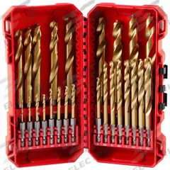 MILWAUKEE Hex Shank Drill Set: 25 Pc, 2 mm to 13 mm, 135° Split Point, TiN-Coated HSS (MPN 48-89-4861). Key specifications — attr1239143: Impact Rated.