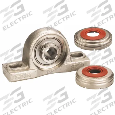 NTN Pillow Block Bearing: 2 3/16 in Bore, SS, Set Screws, 2 1/2 in Shaft Ht - Food-Grade Pillow Block Ball Bearings