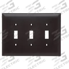 LEGRAND Wall Plate: Toggle, 3 Gang, Brown, Jumbo Size (MPN TPJ3). Key specifications — Brand: LEGRAND; Material: Nylon.