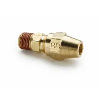 PARKER Compression Fitting Adapter: 1/4 in OD x 1/4 in Pipe Fitting Size, Compression x MNPT, Brass (MPN VS68AB-4-4). Key specifications — Brand: PARKER.