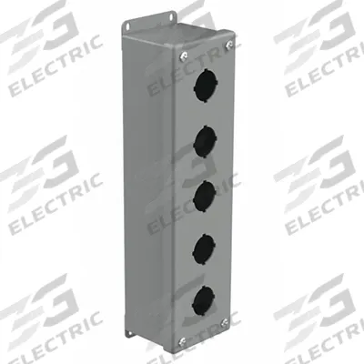 HOFFMAN Push Button Enclosure: 30mm, 5 Holes, Carbon Steel - Enclosures for 30mm Operators