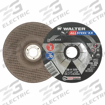 WALTER SURFACE TECHNOLOGIES Depressed Center Grinding Wheel: Type 27, 5" x 1/4" x 7/8" - High-Performance Grinding Wheels for Carbon & Stainless Steel