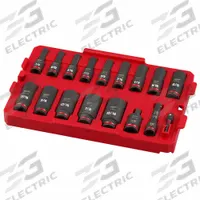 MILWAUKEE Socket Set: 3/8 in Drive, 17 Piece, 6-Point, SAE, 1/4 in to 15/16 in (MPN 49-66-6815). Key specifications — attr1224269: 3/8 in; attr1204685: Not Tether Capable; attr1227399: SHOCKWAVE™ Impact Duty; attr1204650: 1/4 in to 15/16 in; attr1204673: Socket Bits Not Included; attr1204688: MILWAUKEE; attr1224230: Friction; attr1224354: No Thin Wall.