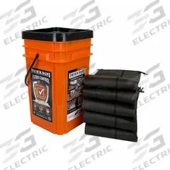 QUICK DAM Flood Barrier: Fresh Water, 3 1/2 in Overall Ht, 14 in Overall Wd, 120 in Overall Lg (MPN QDGG10-5). Key specifications — Color: Black; Bag Material: Polypropylene; Brand: QUICK DAM; Fill Material: Polypropylene; For Water Salinity: Fresh Water.
