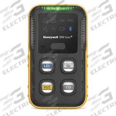 HONEYWELL Multi-Gas Detector: IP66/IP68, HONEYWELL BW BW Icon+, Lithium, BW Icon+, BW (MPN CP-I-W500H1M1-Y-00). Key specifications — Gas Detected: Hydrogen Sulfide; Housing Color: Yellow; Battery Chemistry: Lithium; Communication Protocol: Bluetooth.