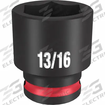 MILWAUKEE Standard Impact Socket: 3/8 in Drive Size, SAE, 13/16 in Socket Size, 6-Point - 3/8" Drive Impact Sockets