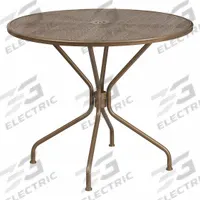 FLASH FURNITURE Patio Table: Gold, Metal, 28 3/4 in Overall Ht, 35 1/4 in Overall Dia, Metal, Gold (MPN CO-7-GD-GG). Key specifications — Frame Color: Gold; Frame Material: Metal; Tabletop Color: Gold; Tabletop Material: Metal.