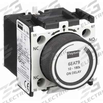 Dayton Timer Module: On Delay, 10 sec – 180 sec - Front-Mounted IEC Delay Timers