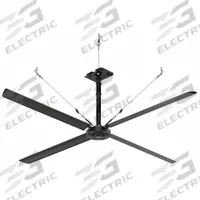 HUNTER INDUSTRIAL Ceiling Fan: 68,544 cfm Airflow, 12 ft Blade Dia, Variable Speeds, 240V AC, Silver (MPN E12-23I-IP-MD). Key specifications — Voltage: 240V AC; Light Kit: No; Series: ECO; Number of Speeds: Variable; Phase: Three; Current: 3.5 A; Brand: HUNTER INDUSTRIAL.
