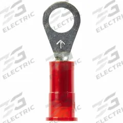 3M Ring Terminal: Red, Nylon Insulation, #6 Stud Size, 22 AWG to 18 AWG Wire Sizes, 1,000 V (MPN MNG18-6R/SX). Key specifications — attr1308027: 3M.