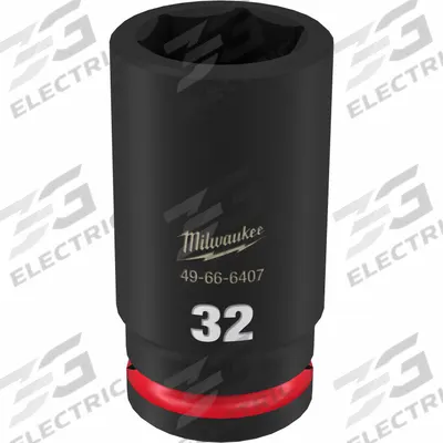 MILWAUKEE Deep Impact Socket: 3/4 in Drive Size, Metric, 32 mm Socket Size, 6-Point - 3/4" Drive Impact Sockets