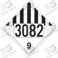 LABELMASTER Miscellaneous Dangerous Goods Placard: 3082, 10 3/4 in x 10 3/4 in, Vinyl, 25 PK (MPN ZEZ19-82). Key specifications — Brand: LABELMASTER; Message: 3082.