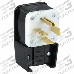 LEVITON Straight Blade Plug: 15-60P, 250V AC, 60 A, 3 Pole, 4 Blade, Black (MPN 8462-P)