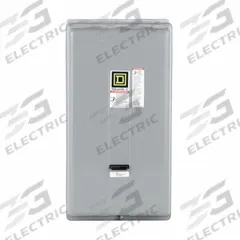 SQUARE D NEMA Magnetic Motor Starter: Non-Reversing, 3 Poles, NEMA Size 3, 90 A, 120V AC Coil (MPN 8536SEG1V02H30S). Key specifications — attr211388: SQUARE D; attr951453: 110/120V AC; attr951489: Three; attr951482: None; attr951498: Screw Clamp Terminals; attr951468: No; attr984070: None; attr984425: No Auxiliary Contacts Included.