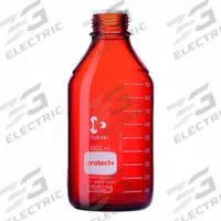 DURAN Narrow Mouth Round Glass Bottles - Safety Coated: 1 L, 45 mm, Amber, 10 Bottles (MPN 218065484). Key specifications — Brand: DURAN; Graduated: Yes; Pre-Cleaned: None; Body Color: Amber; Screw Closure Size: 45 mm.