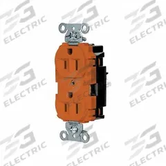 HUBBELL Receptacle: Duplex, 5-15, Orange, 125V AC, 15 A, 2 Pole / 3 Wire (MPN 5262STO)