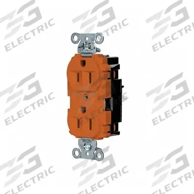 HUBBELL Receptacle: Duplex, 5-15, Orange, 125V AC, 15 A, 2 Pole / 3 Wire (MPN 5262STO) - General Purpose Receptacles