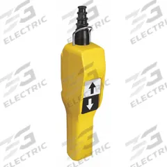 SQUARE D Pendant Control Station: (2) Push Buttons, 2NO, Up/Down, NEMA 1/4/4X/5, (2) Push Buttons (MPN XACA201). Key specifications — AC Contact Rating: 3 A @ 250 V; Action: Momentary/Momentary; DC Contact Rating: 0.1 A @ 600 V; Enclosure Material: Plastic; Hub Style: Dead-End; Legend: Up/Down; Operator Configuration: (2) Push Buttons; Brand: SQUARE D.