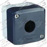 SCHNEIDER ELECTRIC Push Button Enclosure: 22mm, 1 Holes, Non-Metallic, NEMA 13/4X (MPN XALD01H7). Key specifications — Brand: SCHNEIDER; Environments & Applications: Washdown-Corrosion-Resistant.