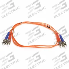 MONOPRICE Fiber Optic Patch Cord: Multi-Mode, 1 m Lg, ST End 1, ST End 2, Orange, PVC, 2 Fiber Count (MPN 2601). Key specifications — Fire Rating: Riser; Jacket Material: PVC; Number of Fibers: Duplex; Brand: MONOPRICE; _Fiber Optic Cable Style: 62.5/125µ OM1.