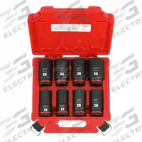 MILWAUKEE Impact Socket Set: 3/4 in Drive Size, 26mm/27mm/29mm/30mm/32mm/35mm/36mm/38mm Socket Size (MPN 49-66-7020). Key specifications — attr1204251: MILWAUKEE; attr1215453: 3/4 in; attr1215454: 26 mm to 38 mm; attr1224229: Friction.