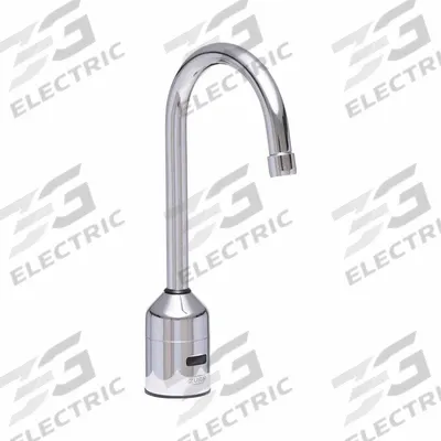 ZURN Gooseneck Sensor Faucet: AquaSense, Brass, Chrome Finish, Single-Post, Hydropower - Single-Post Sensor Bathroom Faucets