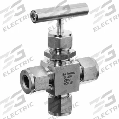 USA INDUSTRIALS Ball Valve: 3-Way Valve Body, 316 Stainless Steel, Screw-In Bonnet - Stainless Steel 3-Way Needle Valves