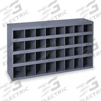 DURHAM MFG Pigeonhole Bin Unit: 34 in x 8 1/2 in x 18 in, 32 Compartments, Gray, Steel (MPN 344-95). Key specifications — attr7229: Steel; attr38869: DURHAM MFG; attr38873: Gray.