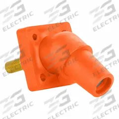 Single Pole Receptacle: Orange, Angled Taper Nose Mating, Threaded Stud Termination, 600V AC/600V DC (MPN 16R30-1UO). Key specifications — Series: 16; Receptacle Gender: Female; Brand: LEVITON.