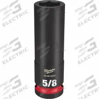 MILWAUKEE Deep Impact Socket: 1/2 in Drive Size, SAE, 5/8 in Socket Size, 6-Point, Deep, Friction (MPN 49-66-6224). Key specifications — attr1215501: MILWAUKEE; attr1215515: Black Phosphate; attr1215518: 5/8 in.