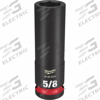 MILWAUKEE Deep Impact Socket: 1/2 in Drive Size, SAE, 5/8 in Socket Size, 6-Point - 1/2" Drive Impact Sockets