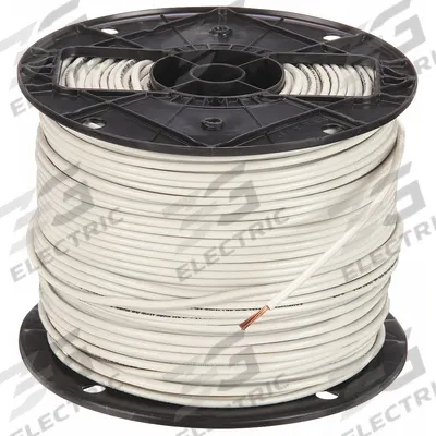 SOUTHWIRE Building Wire: Copper, 12 AWG, 1 Conductors, Stranded, White, 500 ft Lg - Copper THHN/THWN Building Wires