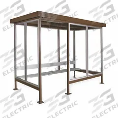 Smoking Shelter: Assembled, 4 Sides, 96 in x 144 in x 94 in, Steel, Brown, Includes Seating (MPN SMK128B Style B). Key specifications — Brand: PORTA-KING; Frame Material: Steel; Finish: Two - Part Polyurethane.