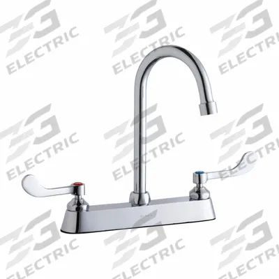 ELKAY Handle-Operated Faucet: Elkay, Brass, Centerset, Deck, 3 Mounting Holes - Centerset Kitchen Faucets