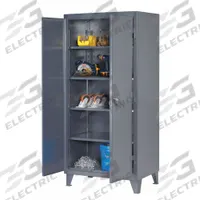 STRONG HOLD Storage Cabinet: 36 in x 20 in x 78 in, Swing Handle & Padlock Hasp, 12 ga Panel Thick (MPN 36-204). Key specifications — attr62698: Dark Gray; attr62736: Welded; attr87895: Legs; attr62693: Assembled; attr62737: Stationary; attr62694: Adjustable; attr62695: Baked Enamel; attr62696: Steel.
