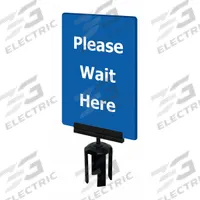 TENSABARRIER Acrylic Sign: Blue, Please Wait Here Message, 11 in Overall Lg, 7 in Overall Wd (MPN S21-P-23-7X11-V-HDSB-1701-33). Key specifications — Brand: TENSABARRIER; Color: Blue; Includes: Mounting Adapter; Message: Please Wait Here; For Use With: Tensabarrier Posts; Material: Acrylic.