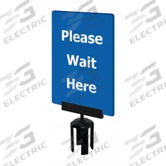 TENSABARRIER Acrylic Sign: Blue, Please Wait Here Message, 11 in Overall Lg, 7 in Overall Wd (MPN S21-P-23-7X11-V-HDSB-1701-33). Key specifications — Brand: TENSABARRIER; Color: Blue; Includes: Mounting Adapter; Message: Please Wait Here; For Use With: Tensabarrier Posts; Material: Acrylic.