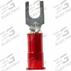 3M Fork Terminals: Red, Nylon, #6 Stud Size, 22 AWG – 18 AWG Wire Range, Block Fork, 600 V (MPN MNG18-6FB/SK). Key specifications — Barrel Style: Insulation Grip; Manufacturer Part Number: MNG18-6FB/SK; Brand: 3M.