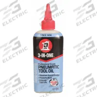 3-IN-ONE Air Tool Oil: Mineral, -20°F Min. Op Temp., 320°F Max. Op Temp., Not Food Grade, Bottle (MPN 120046). Key specifications — attr1321222: Mineral; attr1321227: 105; attr1321244: 3-IN-ONE; attr1321245: Bottle.