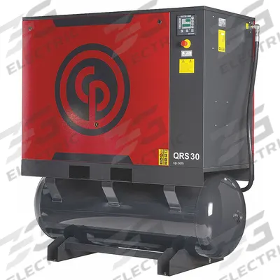 CHICAGO PNEUMATIC Rotary Screw Air Compressor w/Air Dryer: Horizontal, 30 hp, 97.5 cfm - Horizontal Rotary Screw Air Compressors