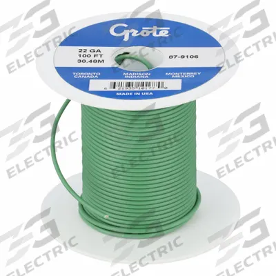 BATTERY DOCTOR Primary Automotive Wire: GPT, 100 ft, 1 Conductor, 22 AWG, Green - PVC-Insulated General Purpose Primary Wires
