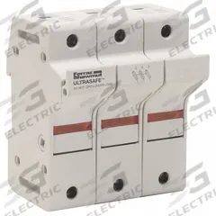 MERSEN Fuse Block: Finger-Safe, 3 Pole, 600 V AC, DIN Rail Mounting, Pressure Plate Termination (MPN US6J3I). Key specifications — Brand: MERSEN.